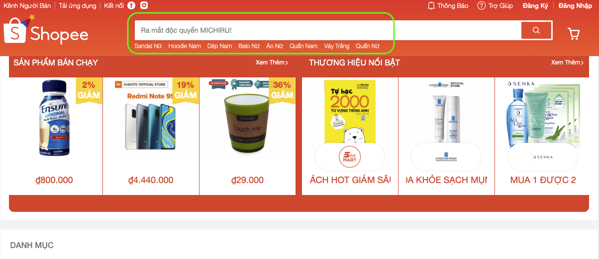 Tìm kiếm ý tưởng sản phẩm từ chính sàn TMĐT Shopee.