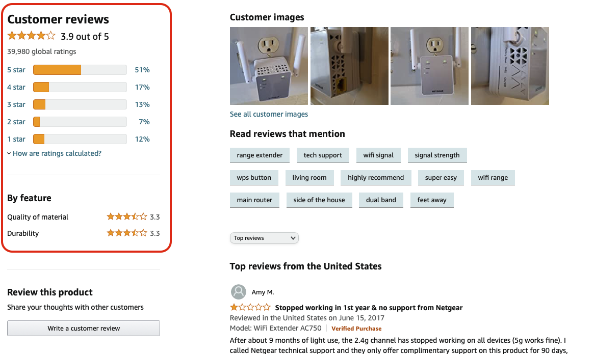 Khách hàng khá quan tâm đến những đánh giá này khi mua hàng. ©Amazon.